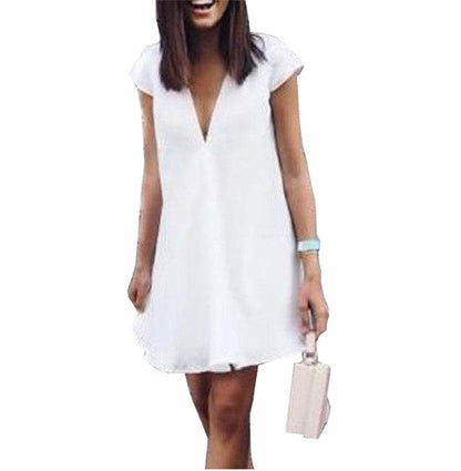 Women Casual summer day dresses V Neck summer mini dress - www.Shopthatapp.com