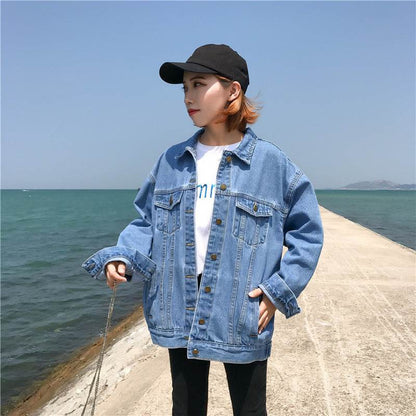 Casual Plain Oversized Hoodie Denim Jacket Unisex