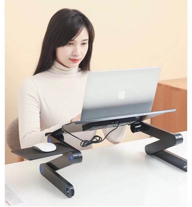 Folding Computer Desk Notebook Computer Stable With Double Fan - www.Shopthatapp.com