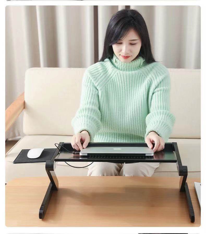 Folding Computer Desk Notebook Computer Stable With Double Fan - www.Shopthatapp.com