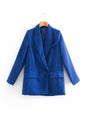 ZA Women Fashion Office Wear One Button Blazer Coat Vintage Long Sleeve Pockets Female Outerwear Chic Tops - www.Shopthatapp.com