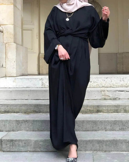 Fashion Plain Abaya dress for ArabMiddle East Dubai Arab Turkey Women Ramadan Eid Jalabiya for Women - www.Shopthatapp.com