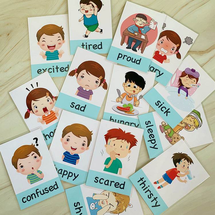 14 pcs Kids Learning Emotions Cognitive Flash Cards - www.Shopthatapp.com