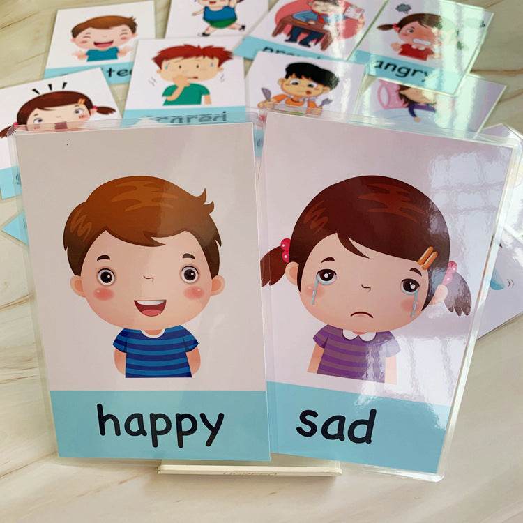 14 pcs Kids Learning Emotions Cognitive Flash Cards - www.Shopthatapp.com
