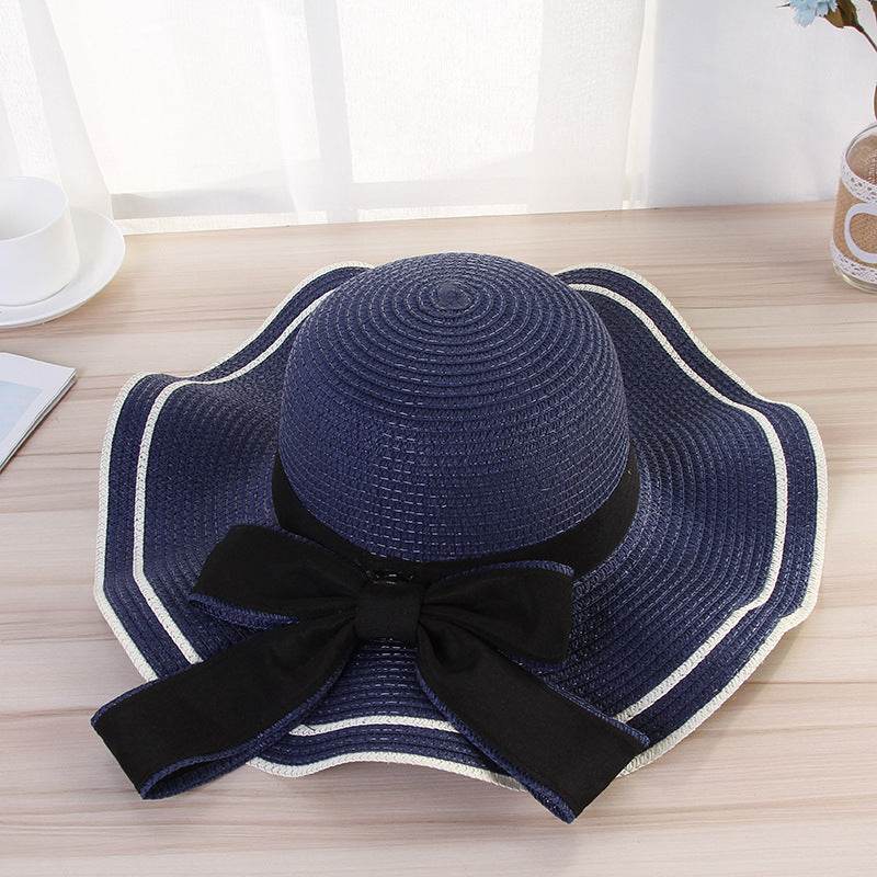 Summer Sun Hat Women Straw Hats Sunshade Panama Hat Fashion Bow Beach Hat Foldable Travel Caps - www.Shopthatapp.com