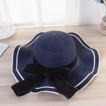 Summer Sun Hat Women Straw Hats Sunshade Panama Hat Fashion Bow Beach Hat Foldable Travel Caps - www.Shopthatapp.com