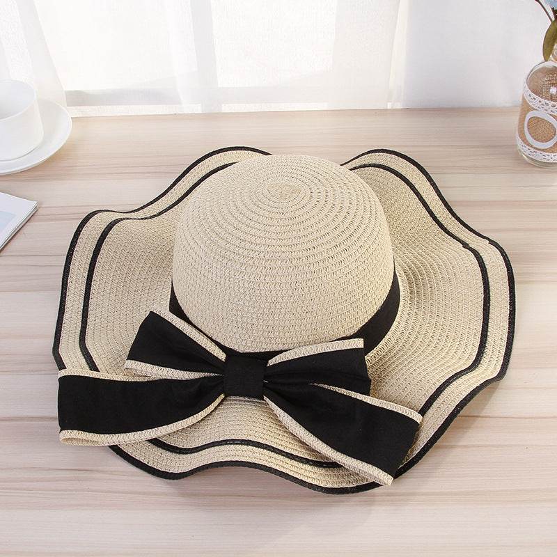 Summer Sun Hat Women Straw Hats Sunshade Panama Hat Fashion Bow Beach Hat Foldable Travel Caps - www.Shopthatapp.com