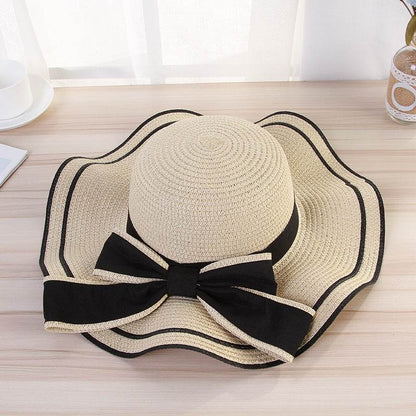 Summer Sun Hat Women Straw Hats Sunshade Panama Hat Fashion Bow Beach Hat Foldable Travel Caps - www.Shopthatapp.com