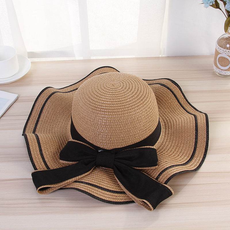 Summer Sun Hat Women Straw Hats Sunshade Panama Hat Fashion Bow Beach Hat Foldable Travel Caps - www.Shopthatapp.com