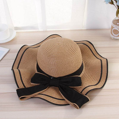 Summer Sun Hat Women Straw Hats Sunshade Panama Hat Fashion Bow Beach Hat Foldable Travel Caps - www.Shopthatapp.com