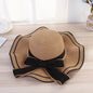 Summer Sun Hat Women Straw Hats Sunshade Panama Hat Fashion Bow Beach Hat Foldable Travel Caps - www.Shopthatapp.com