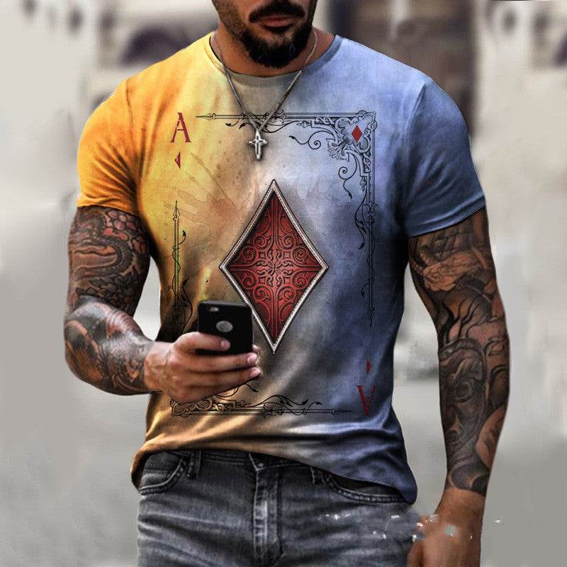 Playing Card Printing Men's T-Shirt Top - www.Shopthatapp.com