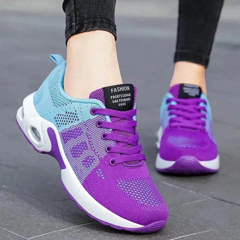 Casual Shoes Breathable Lightweight Mother Shoes Lace-up Cushioned Sneakers for Women - www.Shopthatapp.com