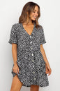 Casual Summer dresses Women Spring Mini short sleeve button down dot printed loose Dress - www.Shopthatapp.com