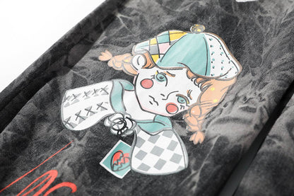 Streetwear Men Loose Denim Pants Graffiti Print Black Vintage Denim Pants Harajuku Joggers Trousers Cotton Jeans - www.Shopthatapp.com