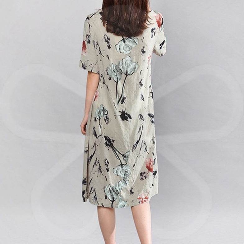 Bohemian Summer Print Loose Floral Dress For Women mum Dresses - www.Shopthatapp.com