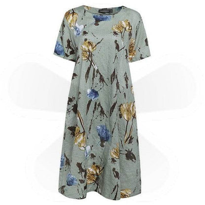Bohemian Summer Print Loose Floral Dress For Women mum Dresses - www.Shopthatapp.com