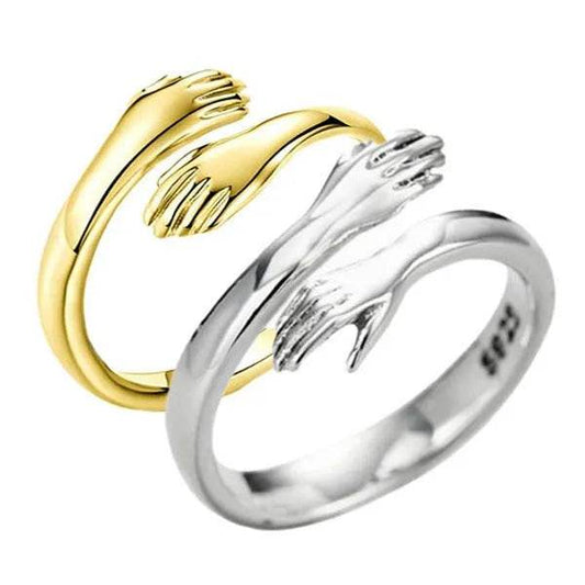 Alloy Simple Hands Hug Ring Opening Adjustable Jewelry - www.Shopthatapp.com