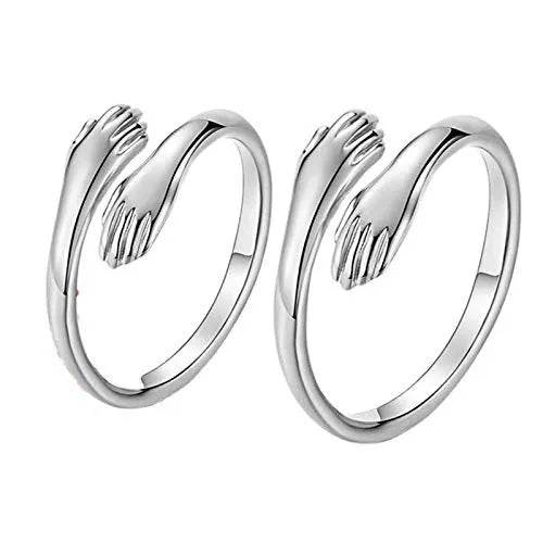 Alloy Simple Hands Hug Ring Opening Adjustable Jewelry - www.Shopthatapp.com