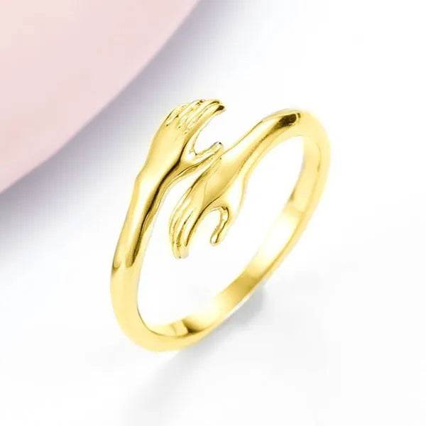 Alloy Simple Hands Hug Ring Opening Adjustable Jewelry - www.Shopthatapp.com