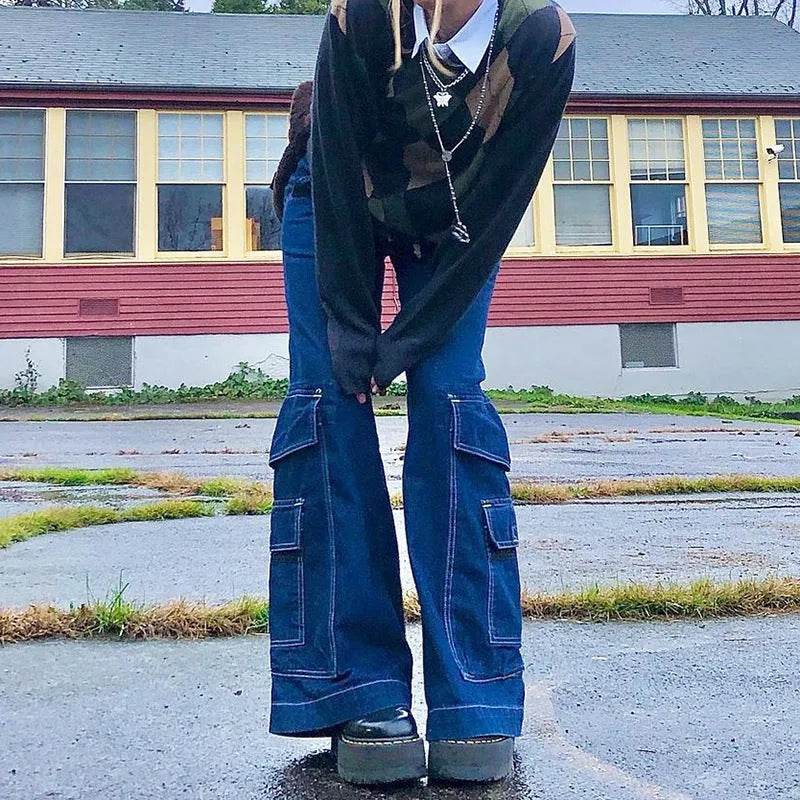 Women's High-waist Casual Trousers With Pocket Drape Bootcut Jeans - www.Shopthatapp.com