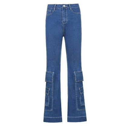 Women's High-waist Casual Trousers With Pocket Drape Bootcut Jeans - www.Shopthatapp.com