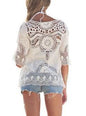 Jastie Bohemian Hollow Out Beach Cover Up Blouse Beach Shirt Women Crochet Lace Top Blusas mujer de moda Summer Tops - www.Shopthatapp.com