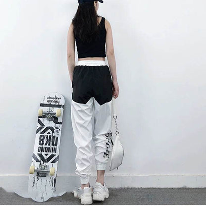 High Waist Letter Spliced Cargo Pants Women Loose Harajuku - www.Shopthatapp.com