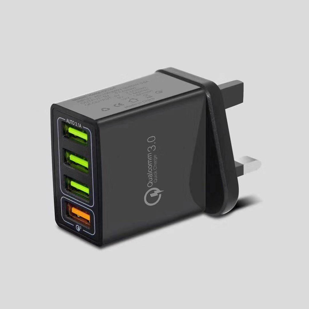 Smart 4 ports USB fast Charger US European British Standard - www.Shopthatapp.com
