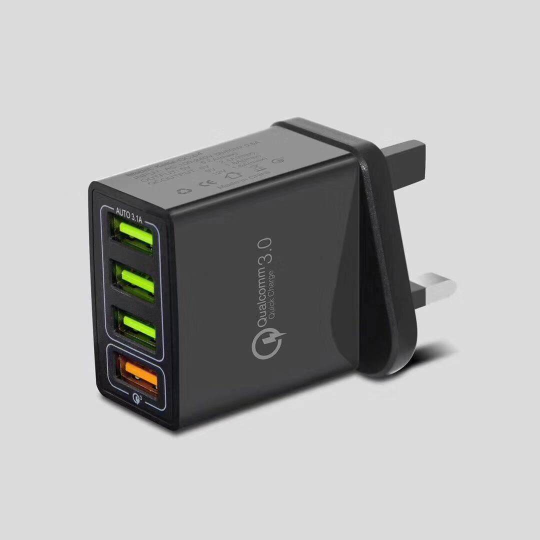 Smart 4 ports USB fast Charger US European British Standard - www.Shopthatapp.com