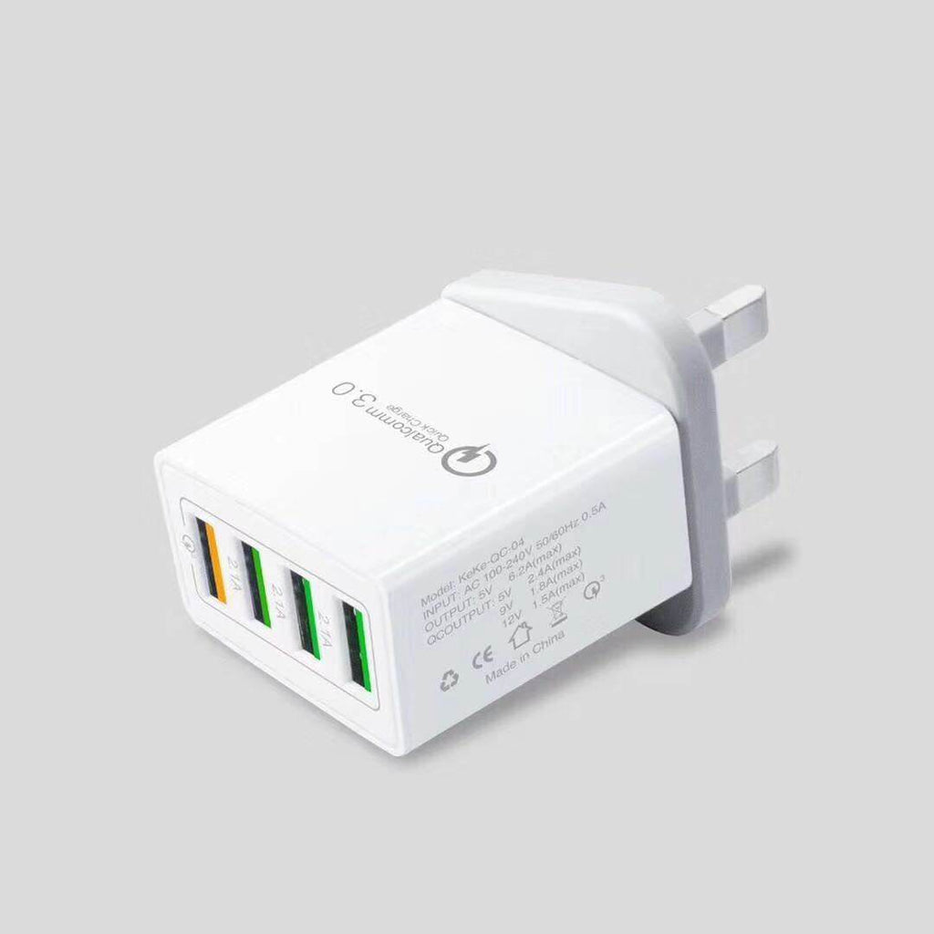 Smart 4 ports USB fast Charger US European British Standard - www.Shopthatapp.com
