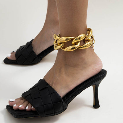 Unique Big Chunky Chain Anklet Women Fashion Gold Color Lock Charm Ankle Rock Twisted Acrylic Female Anklet - www.Shopthatapp.com