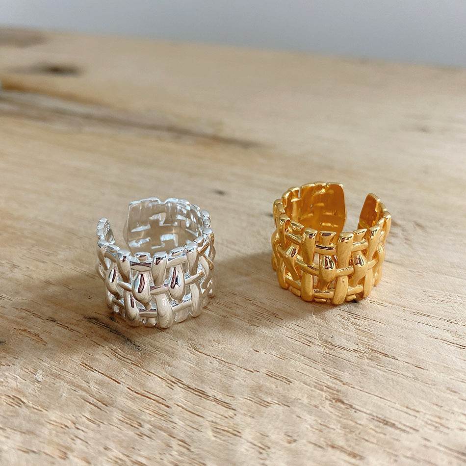 Woven Ring Women European And American Hollow Cross Wide Version Live  Simple Ring - www.Shopthatapp.com