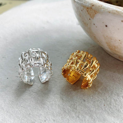 Woven Ring Women European And American Hollow Cross Wide Version Live  Simple Ring - www.Shopthatapp.com