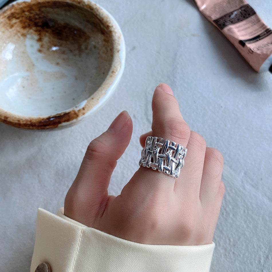Woven Ring Women European And American Hollow Cross Wide Version Live  Simple Ring - www.Shopthatapp.com