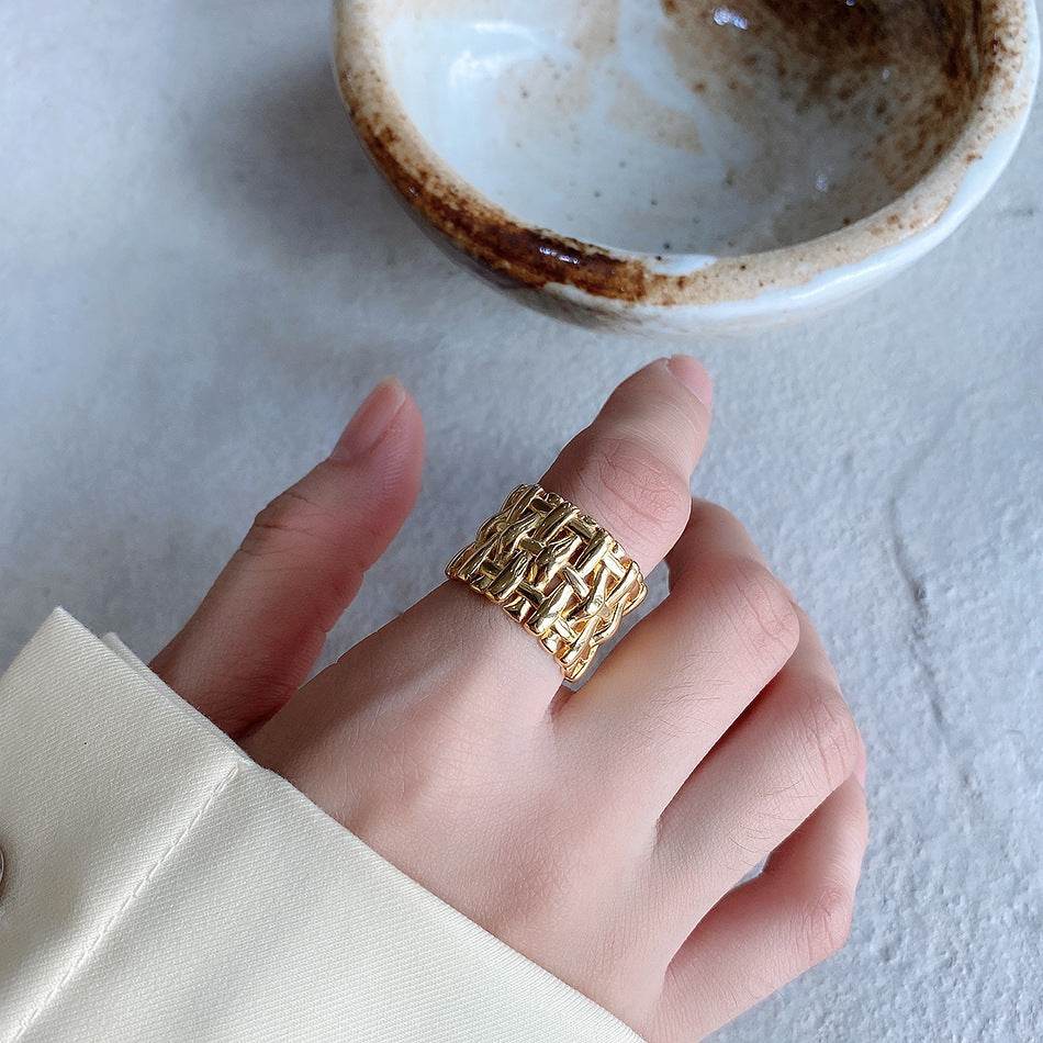Woven Ring Women European And American Hollow Cross Wide Version Live  Simple Ring - www.Shopthatapp.com