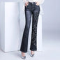 Women's Embroidered Bootcut High Waist Slim Fit Flared Jeans Trouser pant - www.Shopthatapp.com