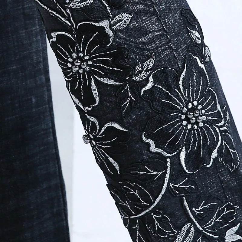 Women's Embroidered Bootcut High Waist Slim Fit Flared Jeans Trouser pant - www.Shopthatapp.com