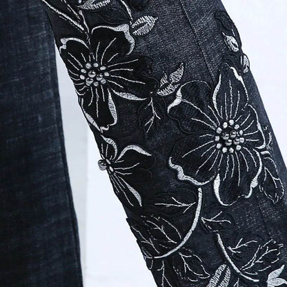 Women's Embroidered Bootcut High Waist Slim Fit Flared Jeans Trouser pant - www.Shopthatapp.com