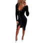 Autumn Winter Party Club V-neck Split Bodycon Sweater Dress - www.Shopthatapp.com