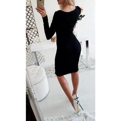 Autumn Winter Party Club V-neck Split Bodycon Sweater Dress - www.Shopthatapp.com