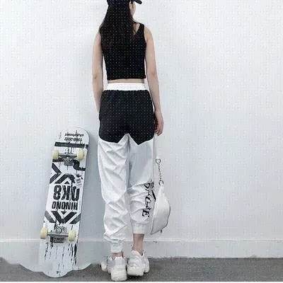 High Waist Letter Spliced Summer Street Cargo Pants Women - www.Shopthatapp.com