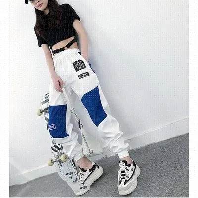 High Waist Letter Spliced Summer Street Cargo Pants Women - www.Shopthatapp.com