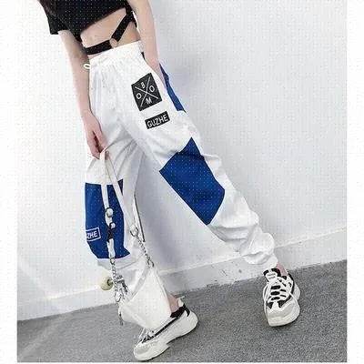 High Waist Letter Spliced Summer Street Cargo Pants Women - www.Shopthatapp.com