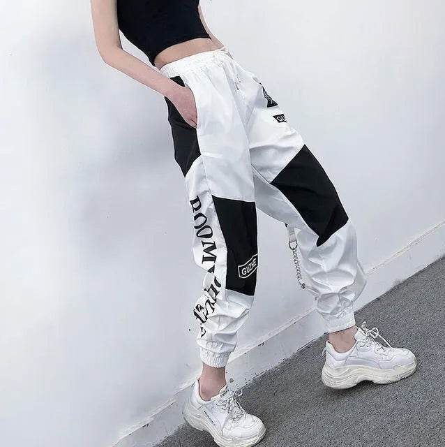 High Waist Letter Spliced Summer Street Cargo Pants Women - www.Shopthatapp.com