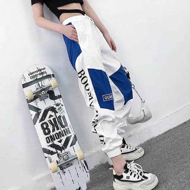 High Waist Letter Spliced Summer Street Cargo Pants Women - www.Shopthatapp.com
