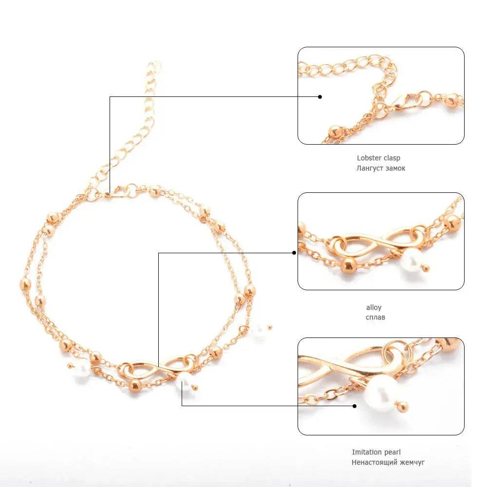 Women Gold and Silver Drop Chain Anklet - www.Shopthatapp.com