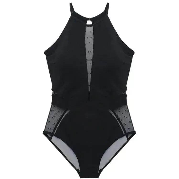 Cover Belly Slim Swimsuit Black Mesh One-piece Bikini Swimsuit Charming Triangle Swimsuit - www.Shopthatapp.com
