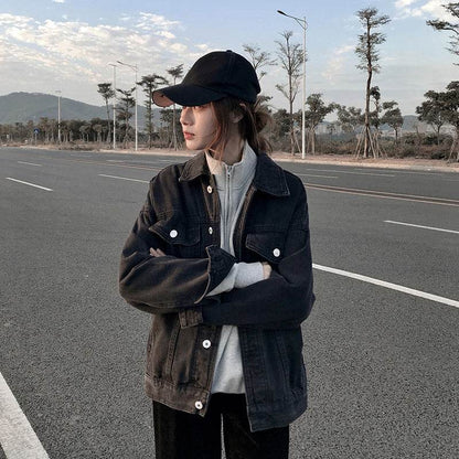 Casual Unisex Oversized loose Washed Denim Jacket - www.Shopthatapp.com