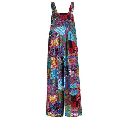 Casual Summer Cotton Floral Sleeveless loose Jumpsuit - www.Shopthatapp.com